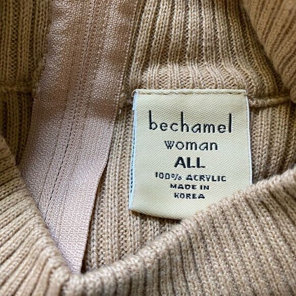 Camel Cowl Sleeveless Textured Academia Mid Cropped Tank Top  Shirt - Picture 4 of 4